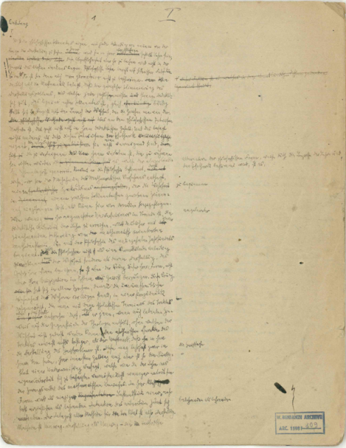 Manuscrito de El origen del drama barroco alemán, 1925 (BNI)