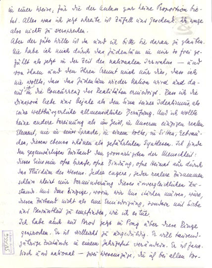 Segunda página de la carta de Zweig a Martin Buber (24 de enero de 1917) (BNI)