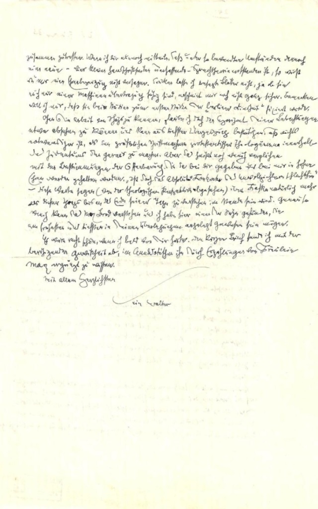 Segunda página de la carta de Walter Benjamin a Gershom Scholem (Berlín, 28 de febrero de 1933) (BNI)